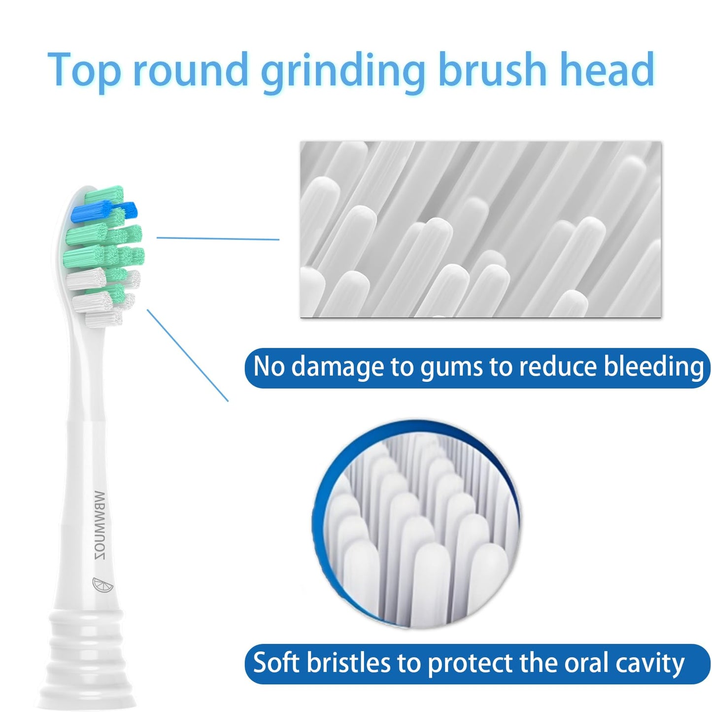 Replacement Toothbrush Heads Compatible with Philips Sonicare Snap-on Electric Brush Heads C2 C1, 6 Pack