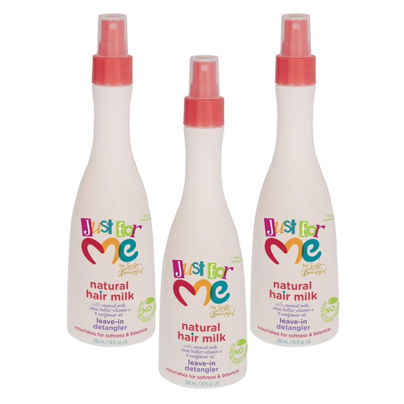 Just For Me Natural Hair Milk Detangler (3 Pack) - Detangles & Helps Prevent Breakage, For All Hair Textures, Contains Coconut Milk, Shea Butter & Sunflower Oil, Restores Moisture, Shine, 10 oz