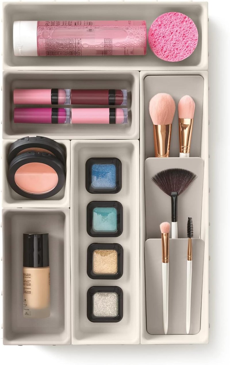 Joseph Joseph Viva Makeup Organizer Set - 7-Piece Modular Storage for Cosmetics & Accessories | Ideal for Beauty Drawers