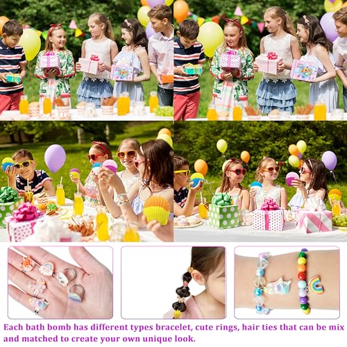 Kids Bath Bombs, 6 Pack Mermaid Bath Bombs for Kids, 4 Oz Natural Organic Bubble Shells with Surprise Jewelry, Perfect Birthday, Christmas Party