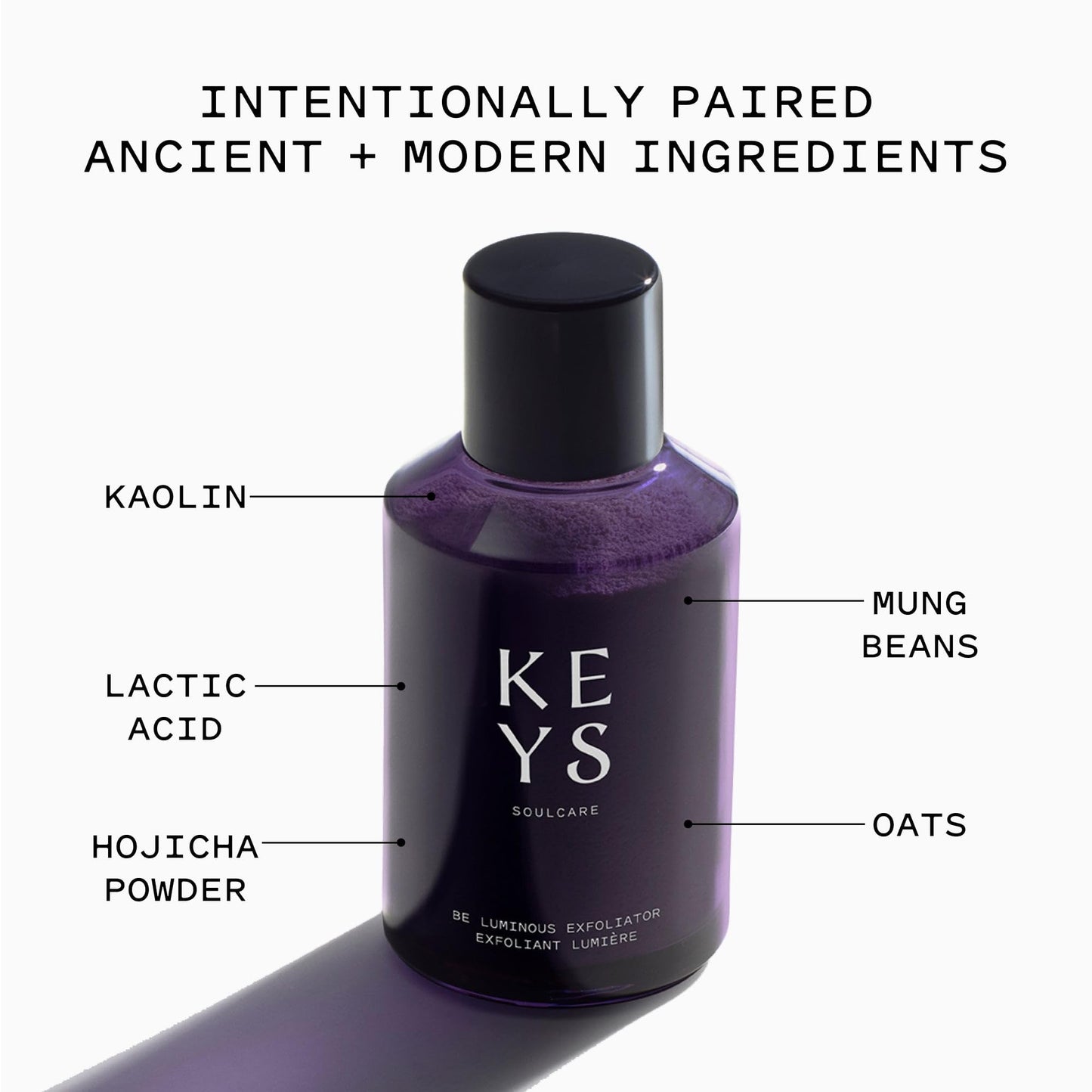 Keys Soulcare Be Luminous Exfoliating Powder, Gentle Foaming Exfoliator Buffs Away Dull Skin with Oats & Lactic Acid, Vegan, Cruelty-Free, 2.29 Oz