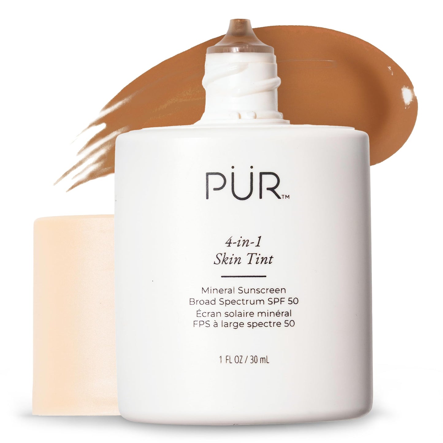 PÜR MINERALS Tinted Sunscreen for Face, 4-in-1 Skin Tint - Broad Spectrum Mineral Sunscreen, SPF 50 - Tinted Facial Moisturizer, Primer, Foundation for Sun Protection - Lightweight, Buildable, Tan TN7
