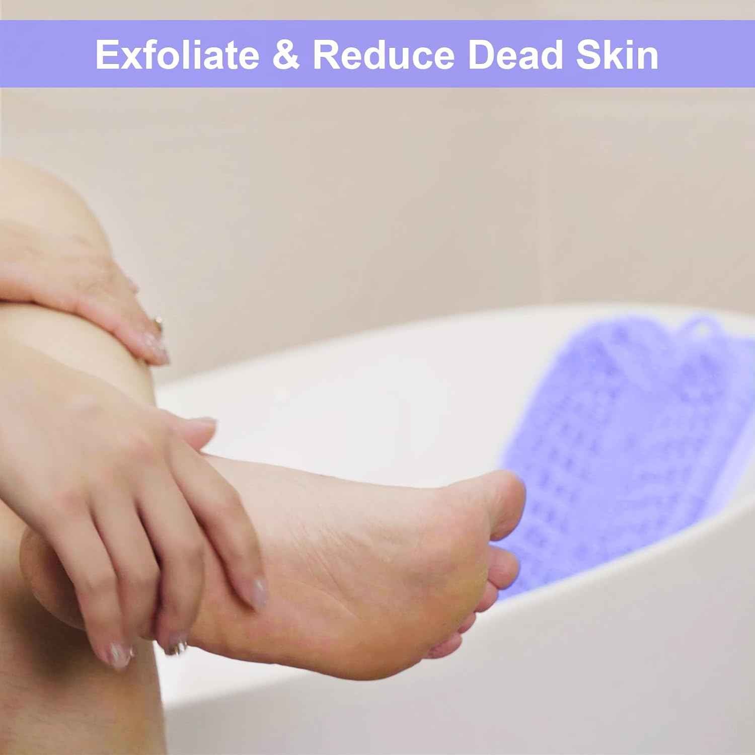 Foot Scrubber Mat for Shower - 2-Pack Exfoliating Foot Cleaners, No Bend Design