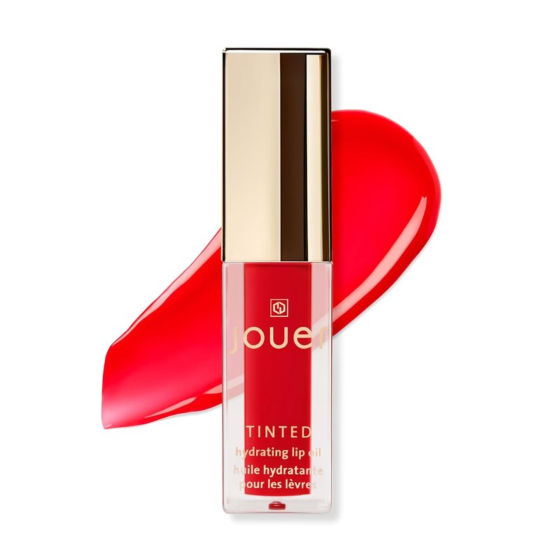 Jouer Essential Tinted Hydrating Lip Oil Gloss | Moisturizing Lip Treatment with Jojoba & Apricot Oils