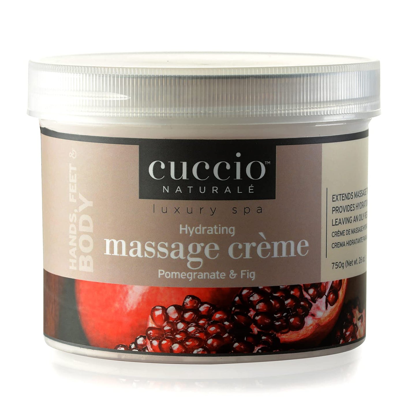 Cuccio Naturale Massage Creme - Non-Greasy Energizing Formula - Glides Easily On Skin - Manicure And Pedicure Treatment - Leaves Skin Soft, Smooth And Moisturized - Pomegranate And Fig - 26 Oz