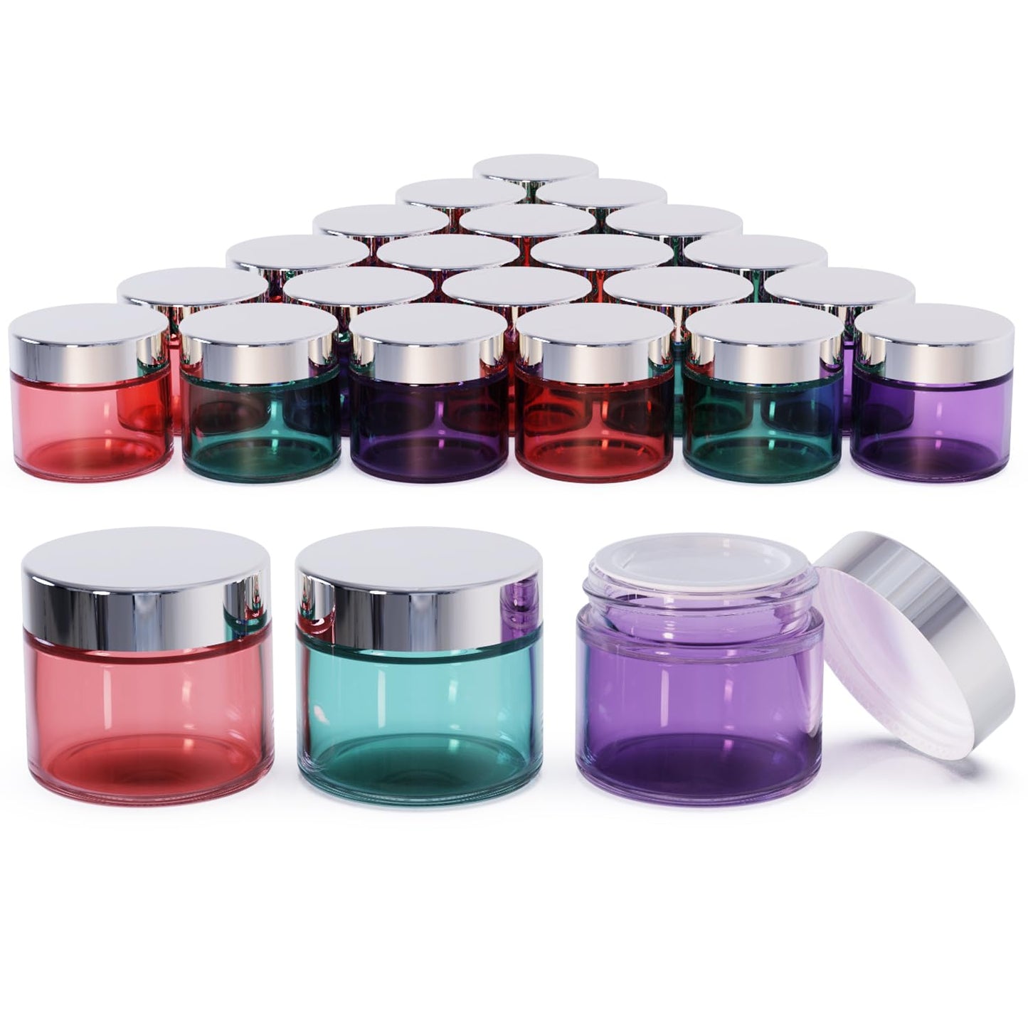 24Pack 2 oz Small Glass Jars with Lids, 2oz Travel Jars with Inner Liners,2 Ounce Travel Containers for Toiletries Cosmetics Containers,Cream Lotion,Body Scrub (24 Pack (2oz))