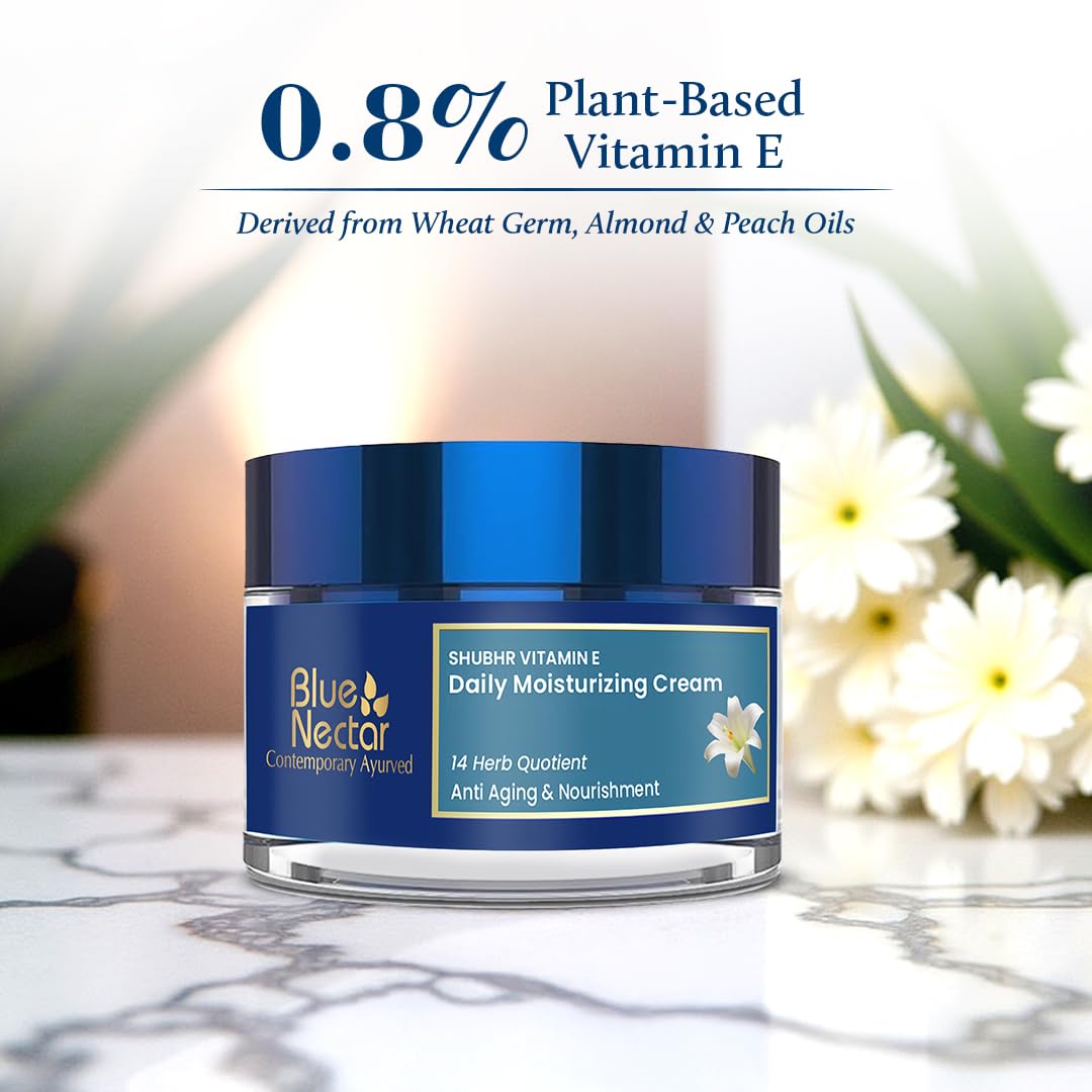 Blue Nectar Moisturizer Face Cream for Women with Plant Based VItamin E Cream | Wrinkle Cream for Face with Almond Oil, Natural Dry Skin Face Moisturizer (14 Herbs, 1.7 Oz)