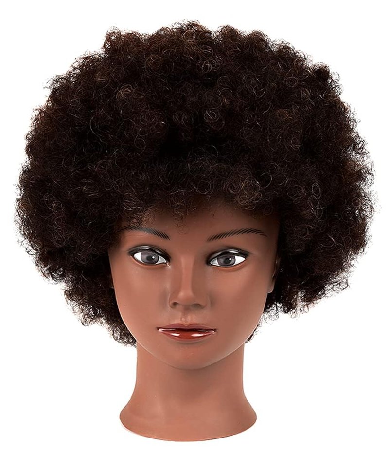 African Mannequin Head - 100% Human Hair Curly Cosmetology Training Head | Display & Styling Practice