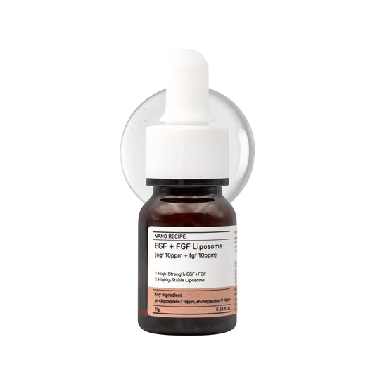 NANO RECIPE EGF + FGF Liposome Korean Skincare Concentrate | Mix 1-2 drops In Your Skin Care Routine Improve Skin Elasticity And Wrinkle Anti Aging, Lightweight, Fragrance-free 10ml