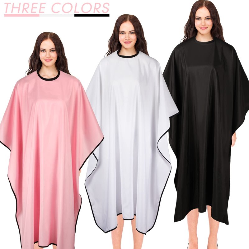 JenPen 6 Pcs Waterproof Hair Styling Cape Salon Barber Cape for Stylist Hairdresser Haircuting Adjustable, 47" x 59"(Black, White, Pink)