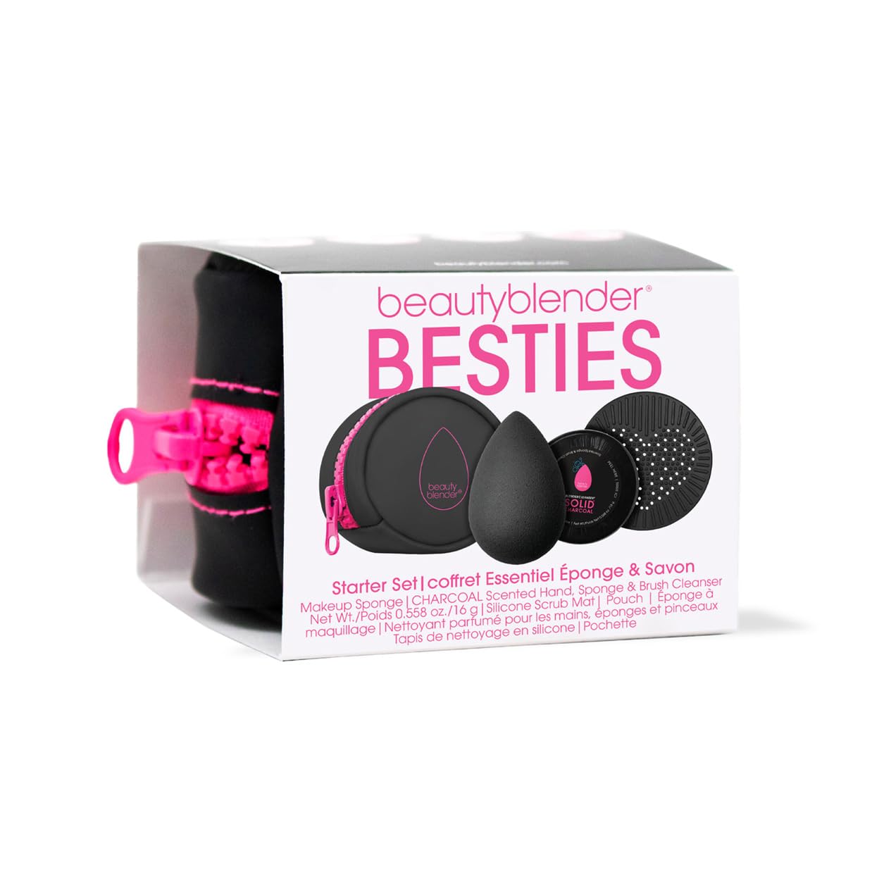 Beautyblender® Charcoal Blend & Cleanse 4-Piece Makeup Sponge Set | Pro Black, Vegan, Travel Case