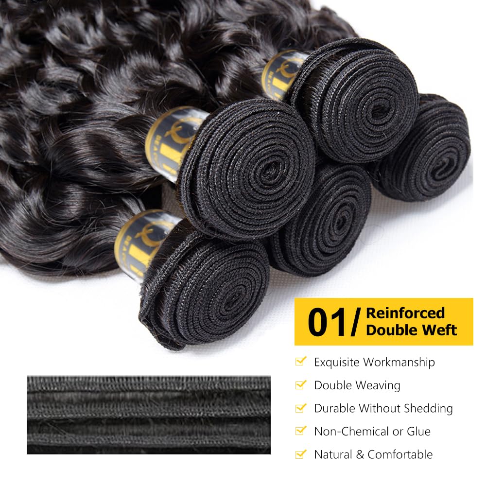 QTHAIR 18A Water Wave Human Hair Bundles Brazilian Virgin Water Wave Curly Human Hair 1 Bundle 100g Unprocessed Human Hair Extension for Black Women