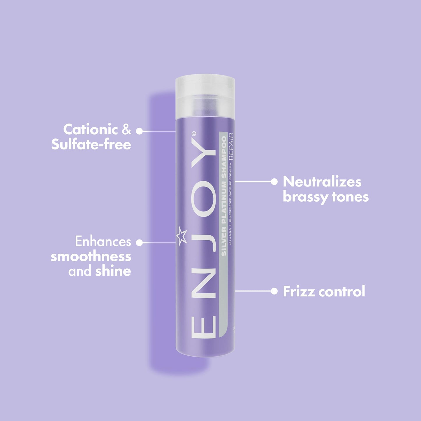 Enjoy Silver Platinum Shampoo, Sulfate-Free Purple Shampoo, Neutralizes Brassy Tones and Maintains Cool Vibrancy for Blonde, Silver, and Gray Hair, pH 4.0-5.0, 10.1 Fl Oz