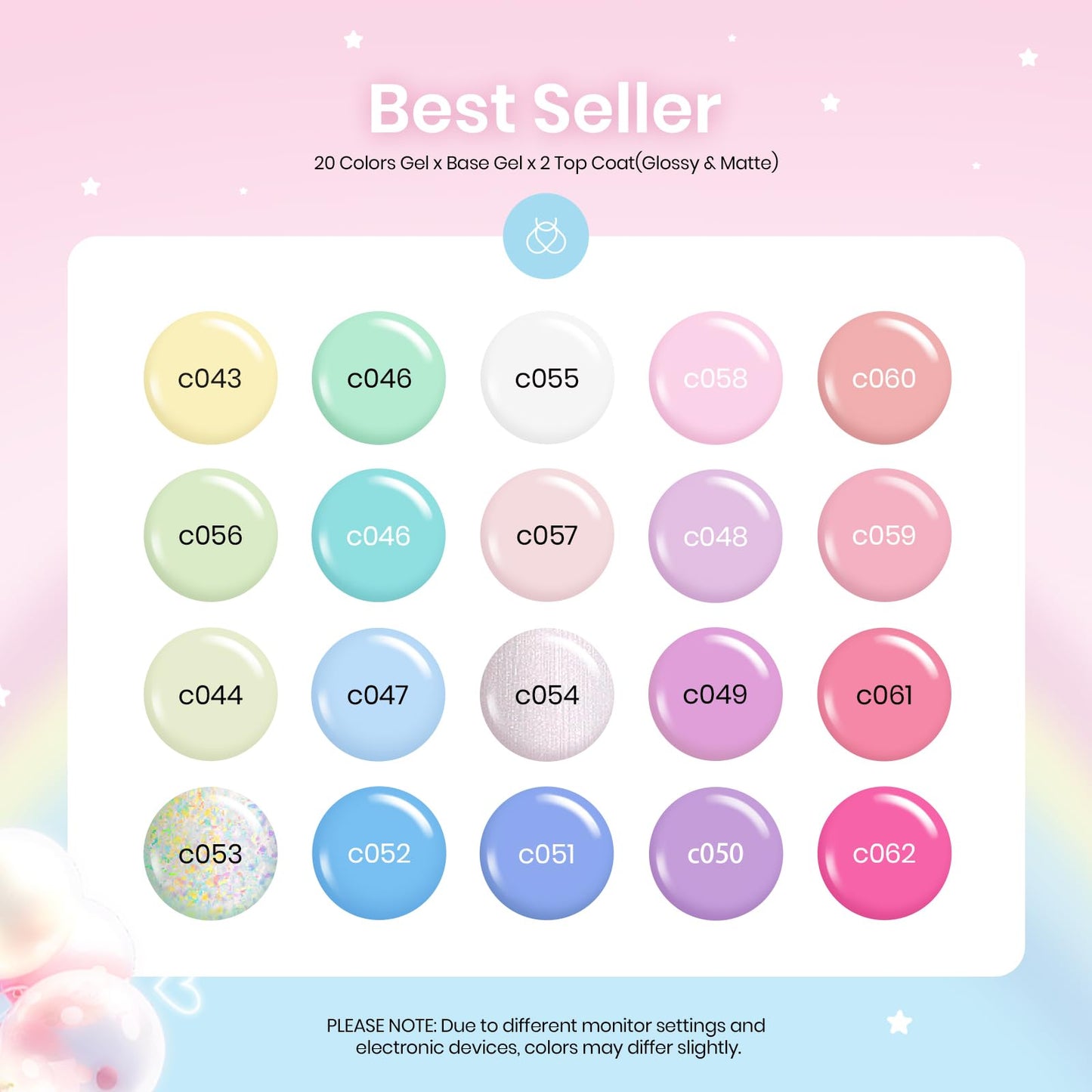 beetles Gel Polish Nail Set 20 Colors Dreamy Town Collection with Blooming Gel
