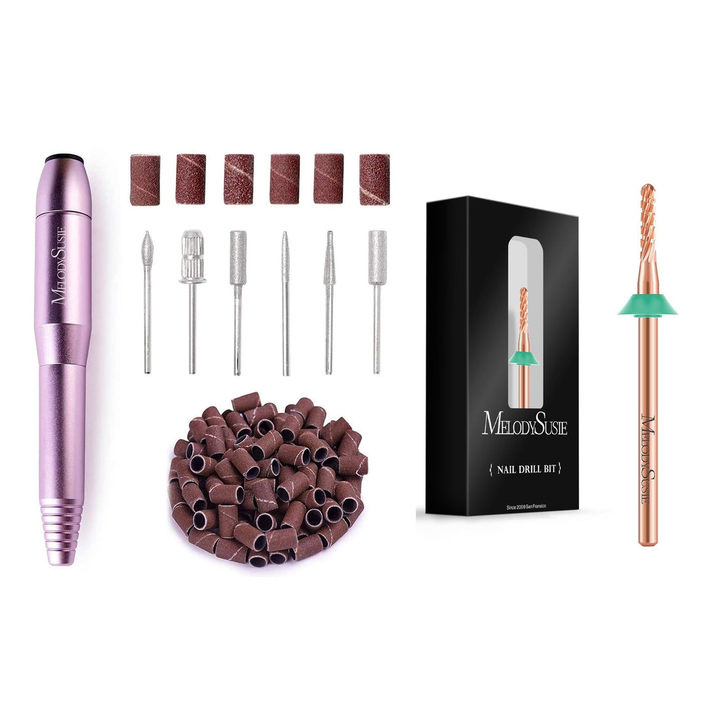 MelodySusie Portable Electric Nail Drill with Upgrade Round Shape Pedicure Bit