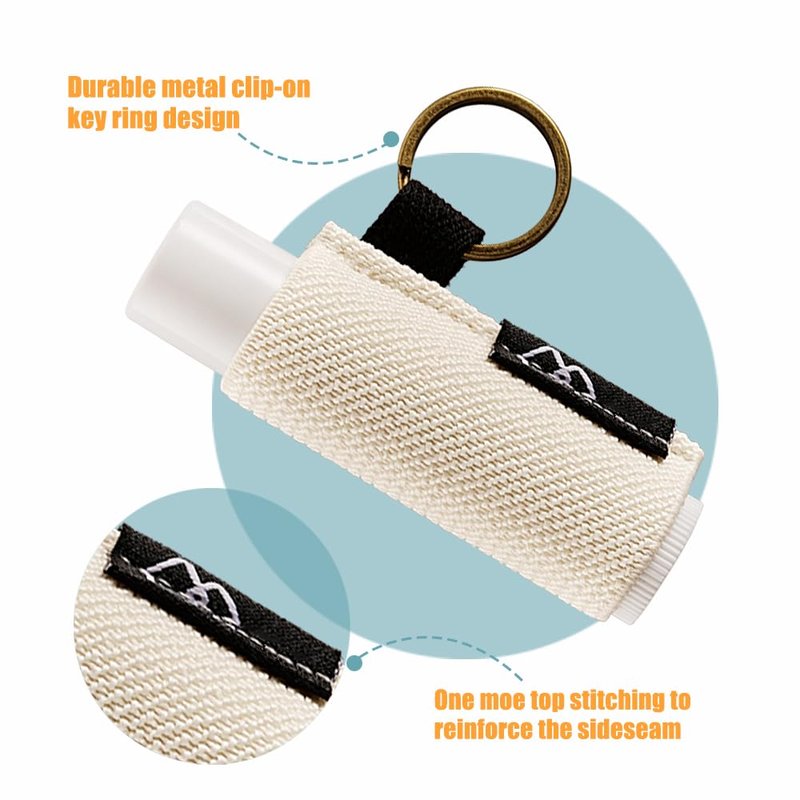 WK IEASON - Lip Balm Holder Keychain Clip On Lipstick Sleeve Tight-Knit Elastic Lip Balm Keychain Holder (Black/Grey/Yellow/Blue)