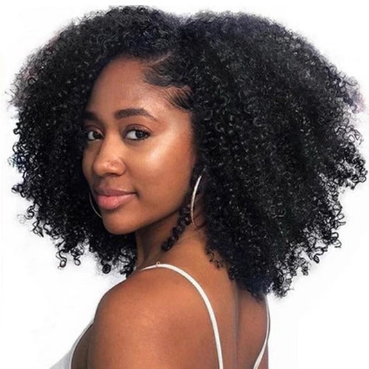Mongolian Afro Kinky Curly Bundles Human Hair 8 10 12 Inch 4B 4C Afro Kinky Bulk Human Hair Bundles Unprocessed Virgin Hair Curly Weave Hair Bundles for Women Natural Black