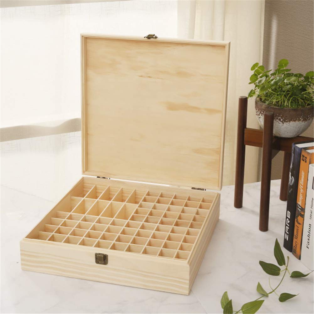 PhantomSky 85 Slots Wooden Aromatherapy Essential Oil Carrying Case, Natural Pine Essential Oil Organizer Storage Box Case Roller Bottlers Holder Collection Containers for Travel and Presentations