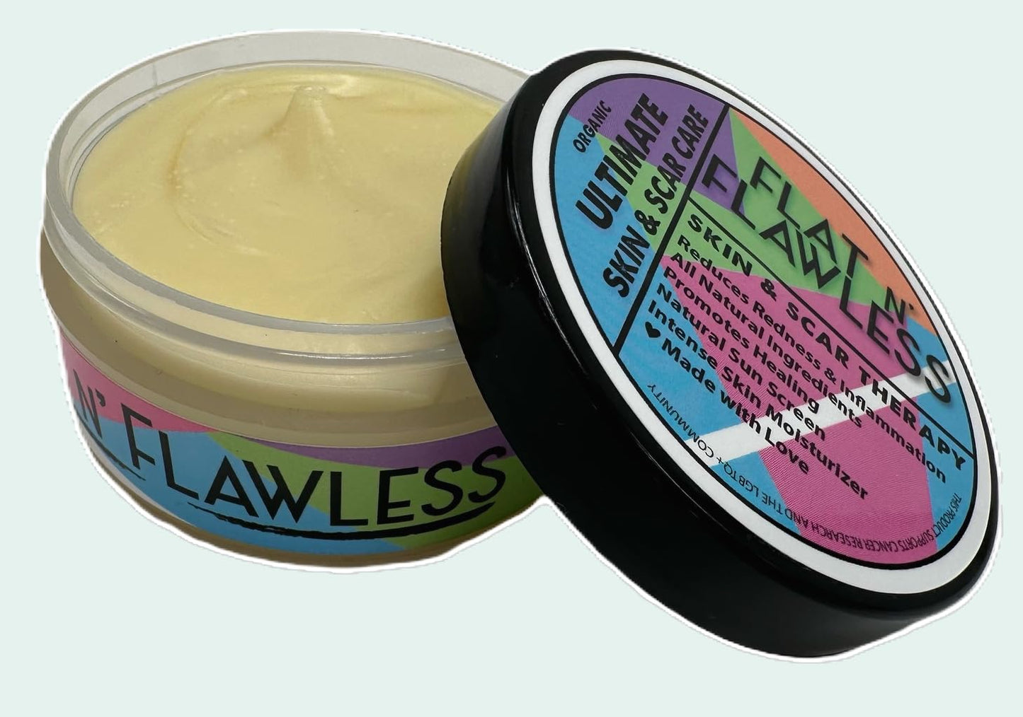 Flat N' Flawless Ultimate Skin & Scar Care Cream for many skin concerns Post-Operative Scars, Eczema, Dry Patches, Tattoo Aftercare, Radiation therapy irritations, Trans Individuals - Top Surgery