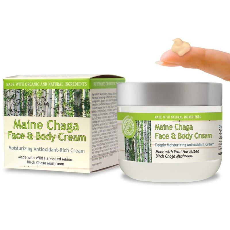 My Berry Maine Chaga Face & Body Cream 4 oz Value Size | Made with Wild Harvested USA Chaga | Natural Ingredients | Lightweight Lotion for the Face Yet Moisturizing for the Whole Body