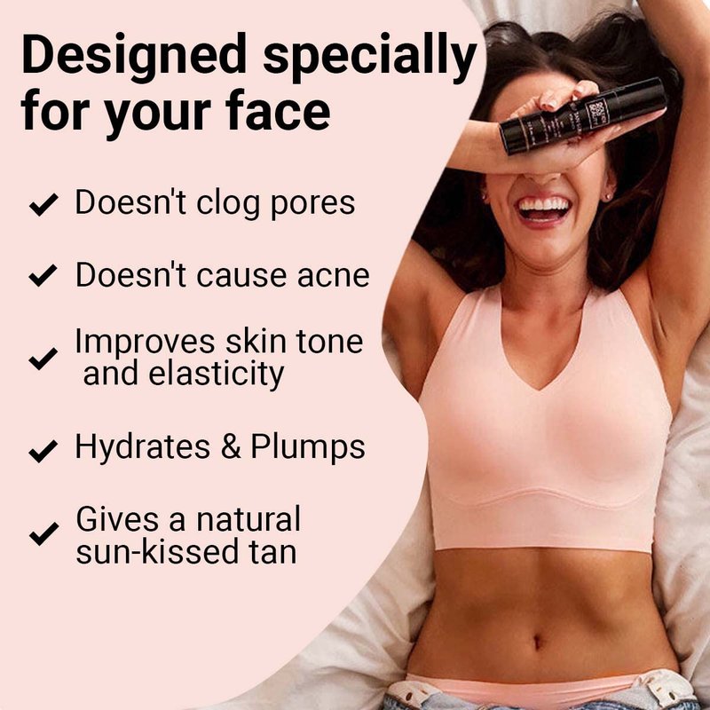 Face Tanner – Self Tan Serum w/Hyaluronic Acid, US Made with Certified Organic Ingredients, Streak-Free, No Orange, Natural Glow, Sensitive Skin Safe, Sunless Facial Tanner, Medium to Dark, 2.0 fl oz