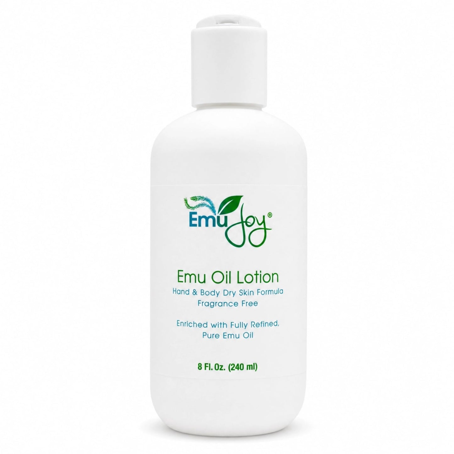 Emu Joy Emu Oil Lotion - Fragrance Free Hand & Body Lotion for Dry Skin - Non-Greasy Unscented Body Moisturizer - Shea Butter, Green Tea & Botanical Extracts - Sensitive Skin - 8 fl oz