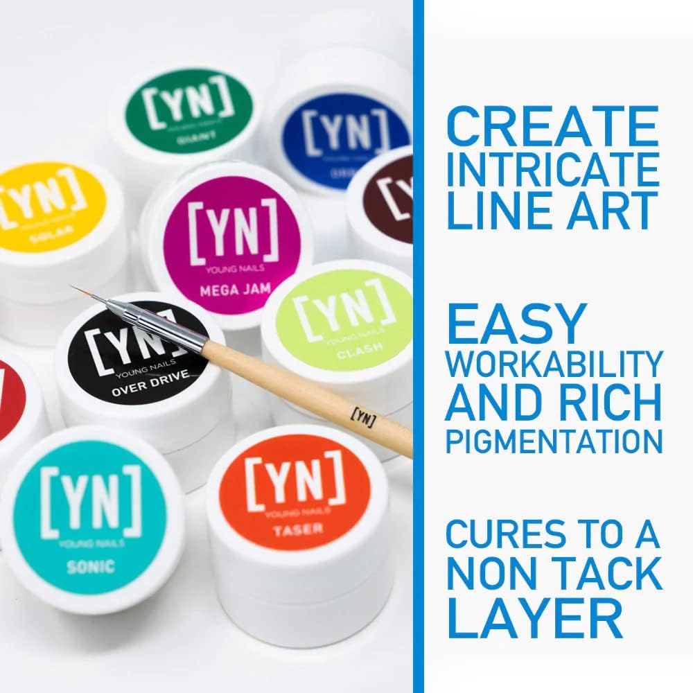 Young Nails Mission Control Gel Paint for Nail Art - Professional Precision Liner & Design Polish, UV/LED Cure, Rich Pigment & Shine, Nail Art Gel Liner for Detailed Designs, Gel Pot