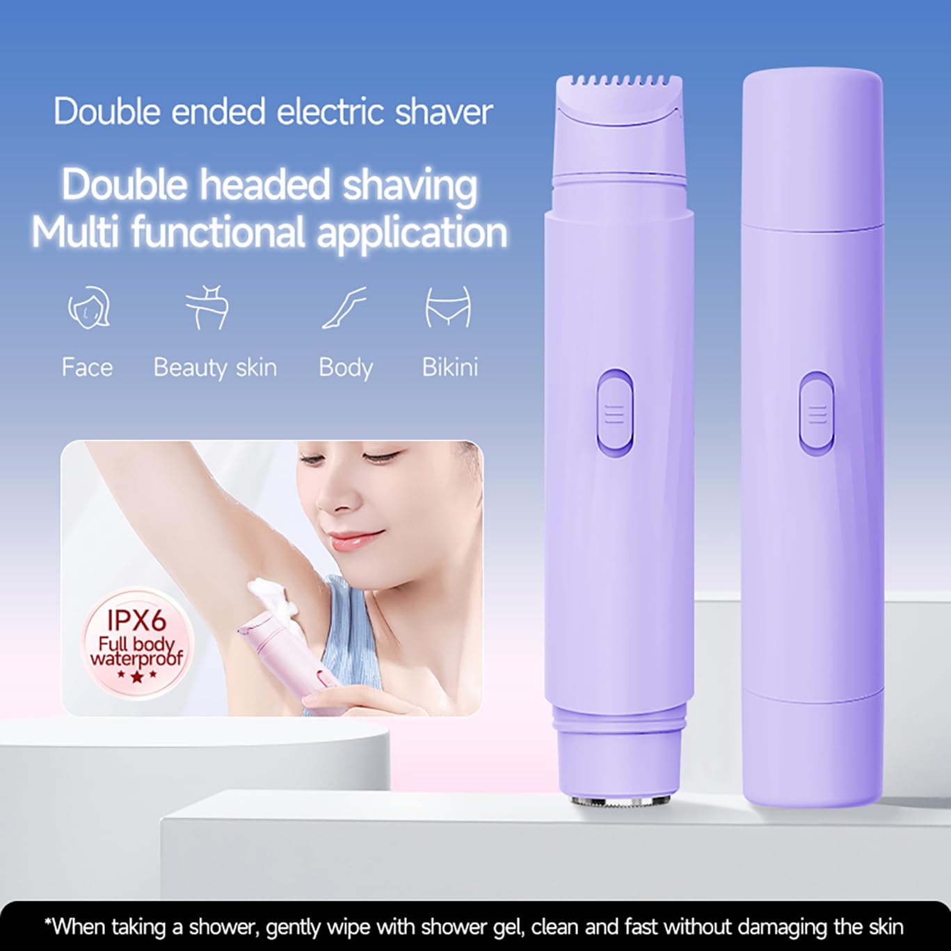 New Electric Bikini Trimmers for Women, Travel Razors, Glowhave Double Headed Shaver, Body Hair Trimmer, Rechargeable Painless Professional Shaver, Suitable for Underarms, Legs, Arms,Face (Pink)