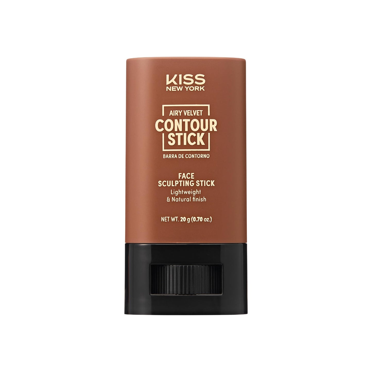 Kiss New York Airy Velvet Contour Stick, Cool Toned Face Sculpting Cream Makeup, Buildable with Lightweight Natural Finish, Hyaluronic Acid & Green Tea Extract (6 Rich, 0.70 Ounce)