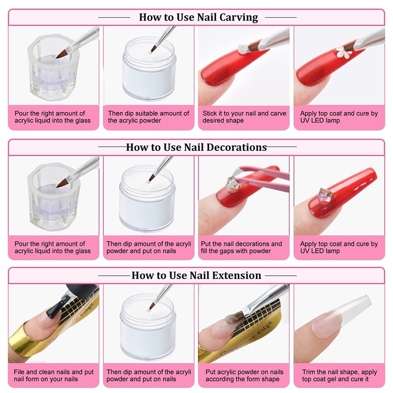 Molisaka Nude Acrylic Powder - Professional Nail Powder, Lasting Powder for French Nail Art, Salon Supplies Set (1.58oz)