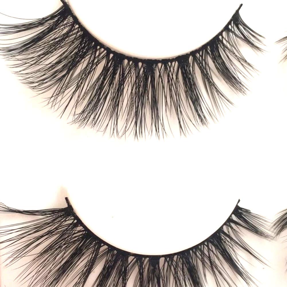 Imported Korea Fiber Faux Mink False Eye lashes Handmade Reusable Long Cross Volume Dramatic Lashes Natural Look Makeup Thick Black Fake EyeLashes