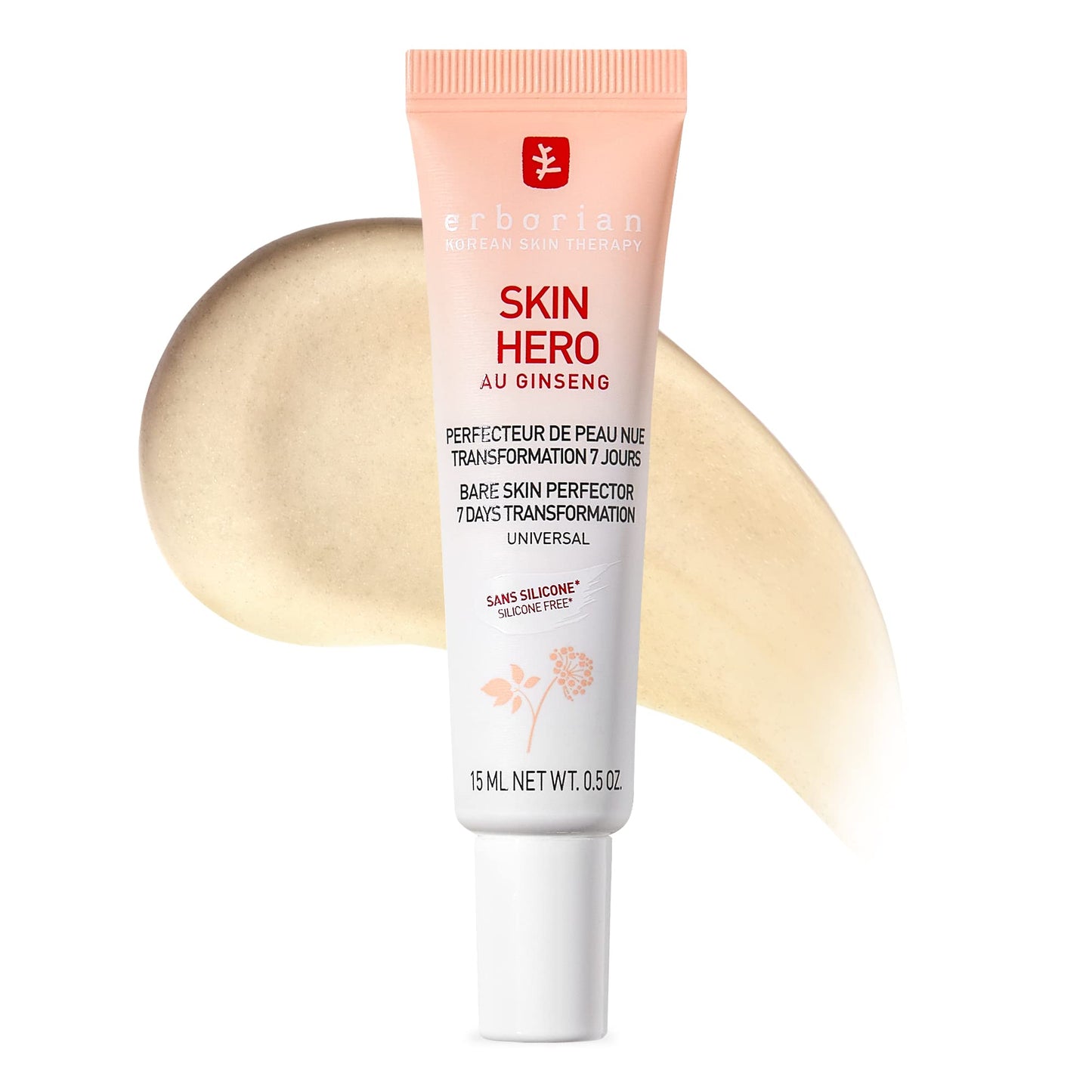 Erborian Skin Hero with White Ginseng, Facial Concealer and Makeup Primer - Non-Tinted Bare Skin Perfecting Face Moisturizer Smooths, Blurs & Illuminates- Silicone Free Korean Skincare