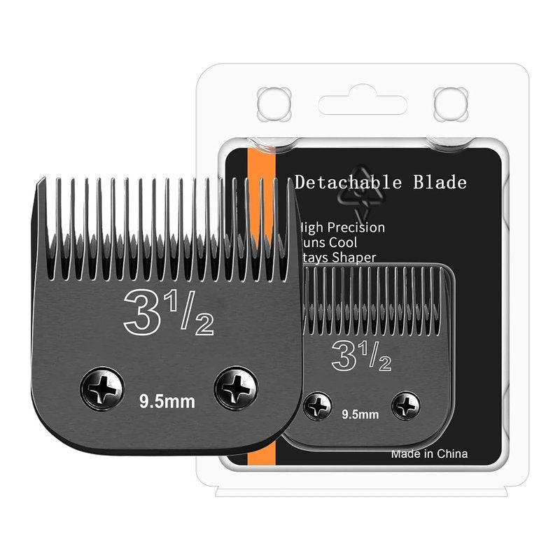 Size3-1/2 Professional Detachable Replacement stainless steel Blades set,compatible with Andis AGC,BDC,BGC,MBG Series,oster Classic 76/Star-Teq/Power-Teq Clippers，Cut Length 3/8-Inch(9.5mm) black