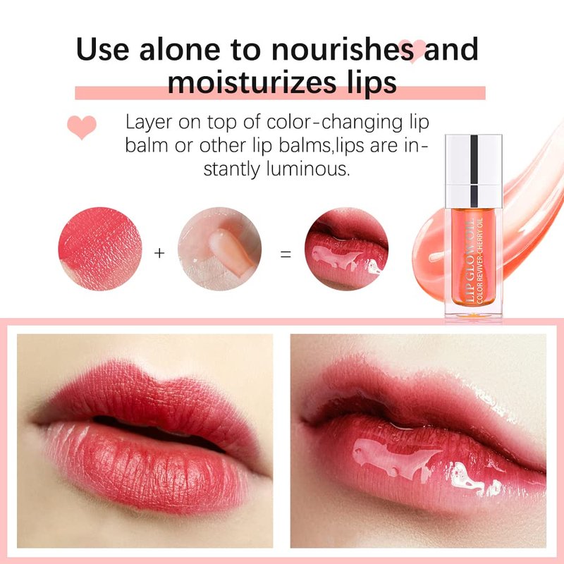 Hydrating Lip Glow Oil - Nourishing Tinted Lip Oil Gloss for Smooth Lips | Rosewood 0.2 OZ