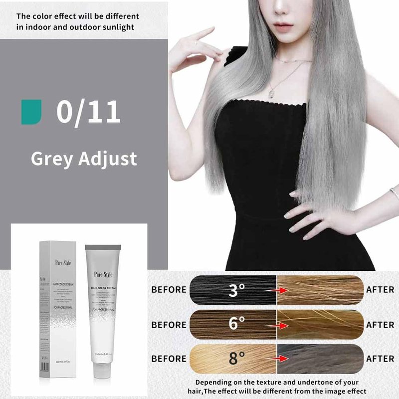 YSNSTYLE-PureStyle 3.4 fl oz(100ml) Hair Color Cream, Ammonia-Low Permanent Hair Dye with Nourishing, Grey Long-Lasting Fade-Resistant Color, At-Home Salon Quality Gray Hair Coloring