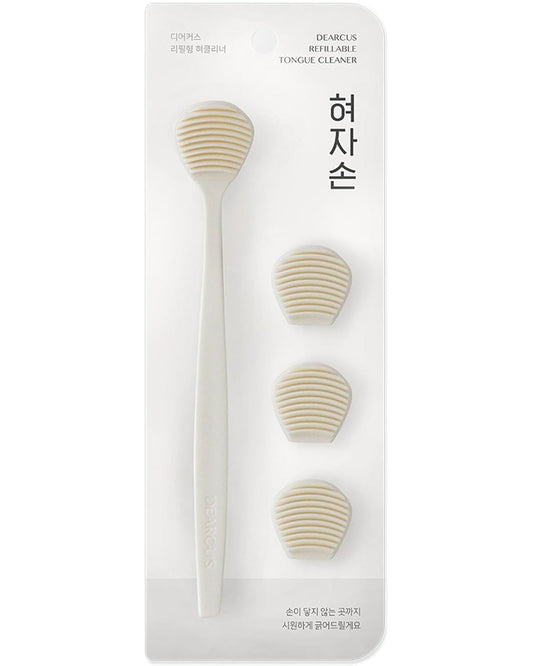 Tongue Scraper - 3 Replaceable Heads for 9 Months | Soft BPA-Free TPE Cleaner, Reduces Gag Reflex & Freshens Breath