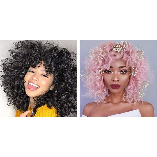 andromeda 2 Pcs Black Wig + Pink Wig