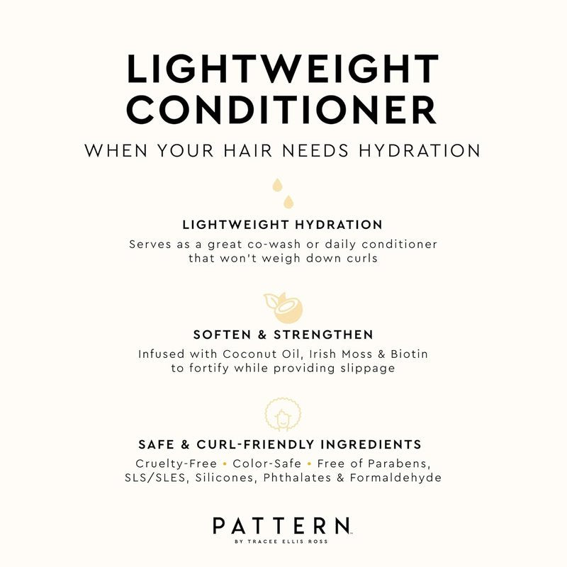 PATTERN Beauty Lightweight Conditioner - Rich Moisture for Curlies & Coilies | 3 Fl Oz, Ideal for 3A-4C Hair