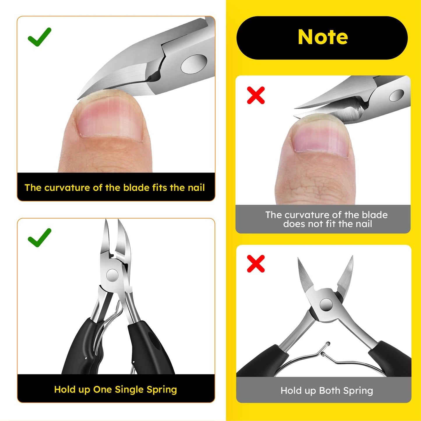 Nail Clippers for Seniors, Heavy Duty Ingrown Toenail Clippers with Long Handle, Woodpecker Angled Head Toe Nail Clippers and Slanted Nail Cutter for Thick Nail for Men Women Pregnant Elderly 6Pcs