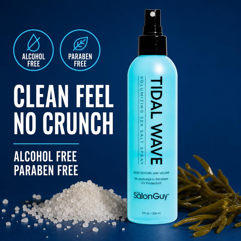 THESALONGUY Tidal Wave Sea Salt Spray for Hair – Volumizing & Texturizing Spray for Beach Waves, Thickness & Lift – Hairstylist Created Daily Wavy Hair Products for Men & Women (8 oz.)