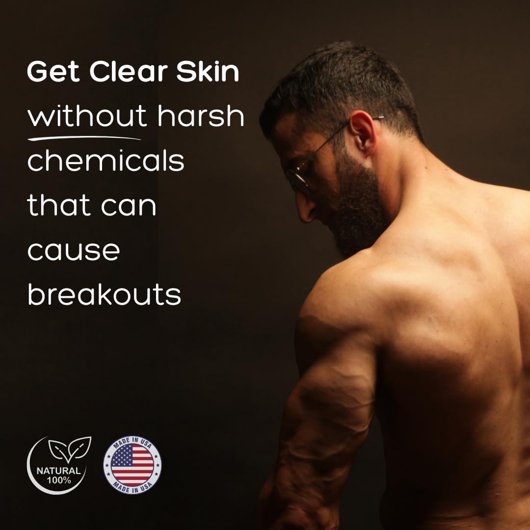 Bacne Wash: All Natural Back Acne Cleanser with Charcoal, Jojoba Oil, Tea Tree Oil, Neem Oil, Aloe Vera, Colloidal Oatmeal, and Vitamin E - Body Acne Wash for All Skin Types