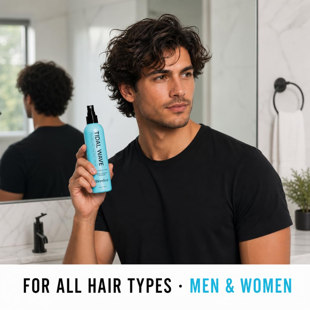 THESALONGUY Tidal Wave Sea Salt Spray for Hair – Volumizing & Texturizing Spray for Beach Waves, Thickness & Lift – Hairstylist Created Daily Wavy Hair Products for Men & Women (8 oz.)