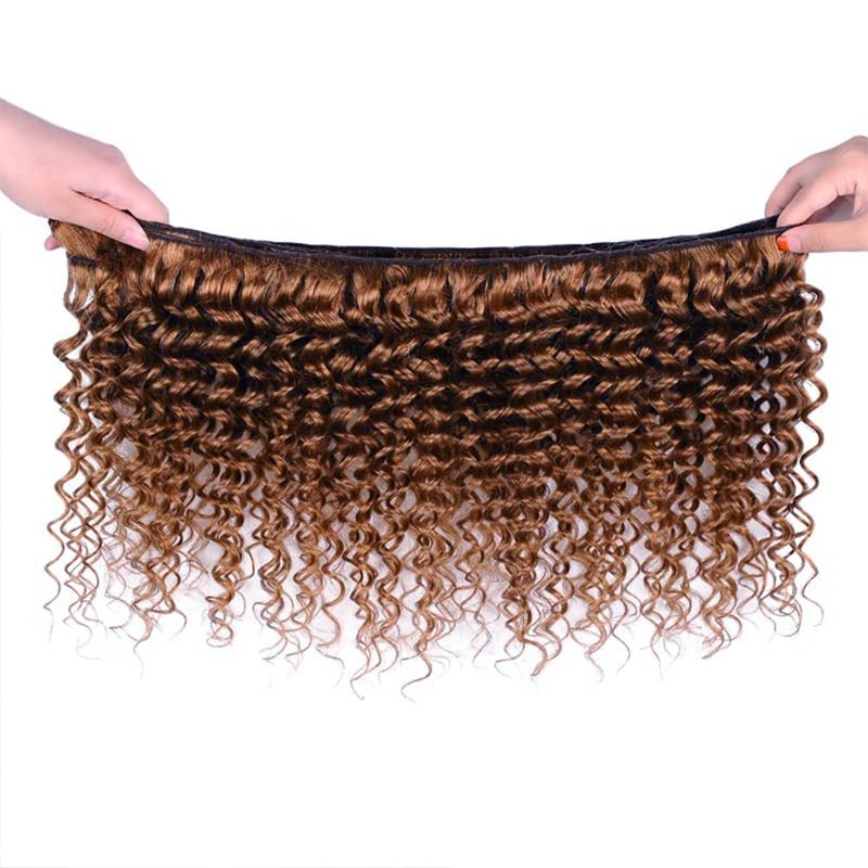 Kinky Curly Human Hair Bundles - Light Brown #30 Brazilian Remy Extensions | 8, 10, 12 Inch