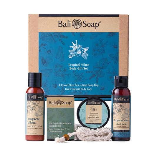 Bali Soap Tropical Vibes Gift Set - 5-Piece Travel Size Body Care Kit with Natural Ingredients for Men & Women