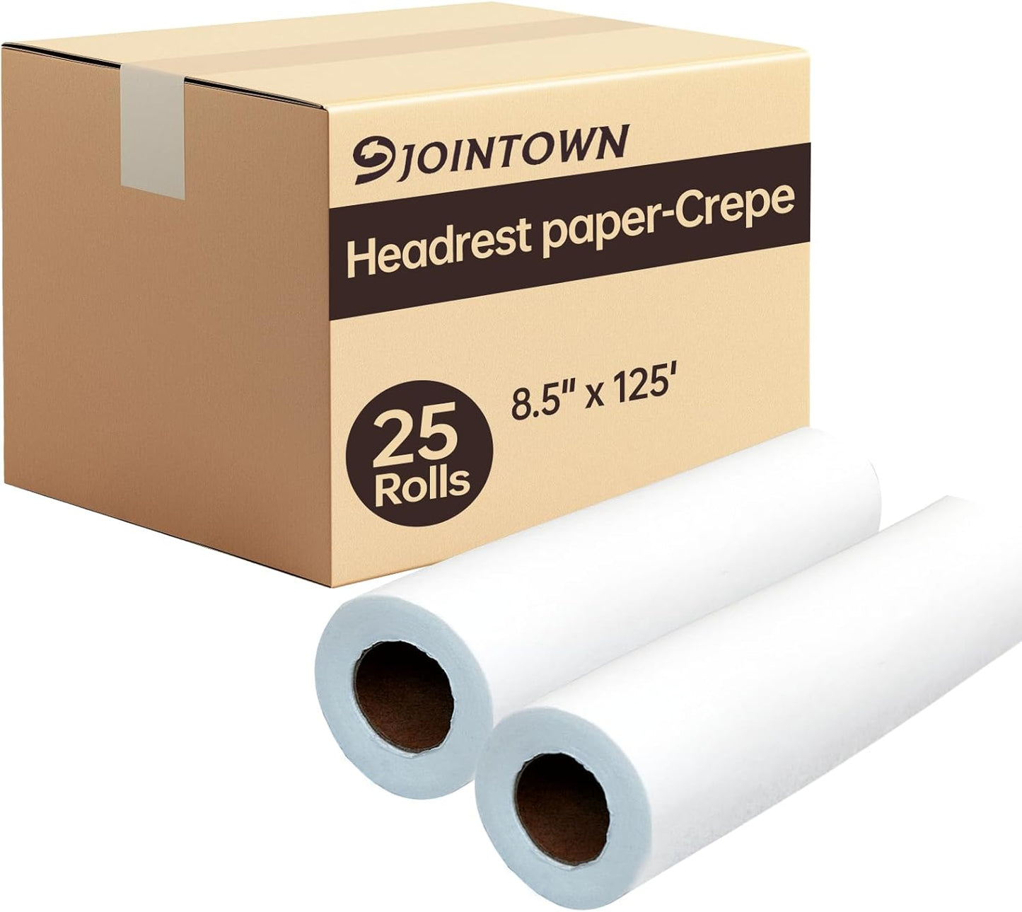 Headrest Rolls - 8.5" x 125' White Crepe Disposable Face Cradle Spool for Medical & Chiropractic Use