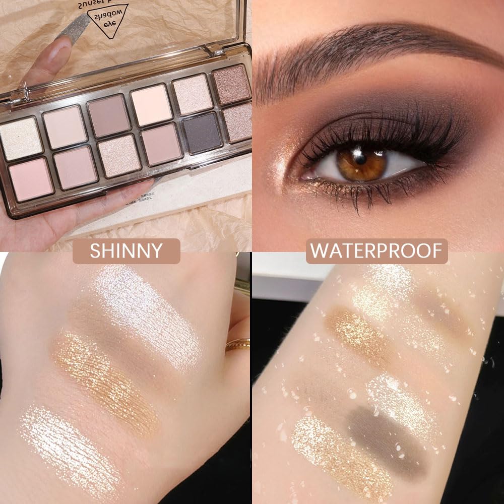 AMY'S DIARY 16 Color Nude light dark Brown Green Eye shadow Palette Makeup, Long Lasting, and Highly Pigmented. Waterproof camo Green eyeshadow palatte for woman