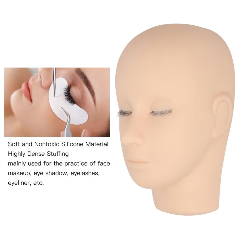 banapoy Lash Mannequin Head, 3 Layers Silicone, Eyelash Extension Training & Makeup Practice Head