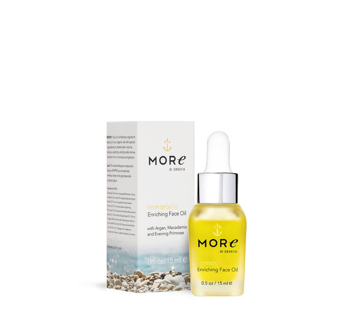 Enriching Face Oil with Immortelle, Best Pure Anti-Aging blend of 9 Essential Oils with Argan, Macadamia, Evening Primrose & Natural Retinol for Healthy, Luminous Skin. Dubrovnik Gold (.5 oz/15 ml)