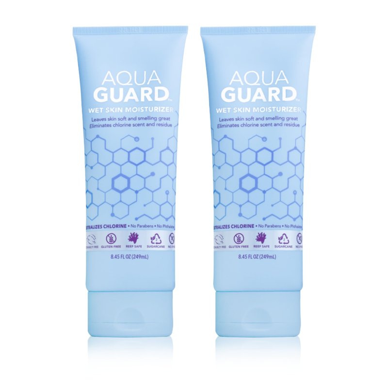 AQUA GUARD After-Swim Wet Skin Moisturizer | Leaves Skin Soft+Neutralizes Chlorine Scent & Residue | In-Shower Lotion | Saves time | Apply to wet skin then towel off | Fast Absorbing (2-Pack)