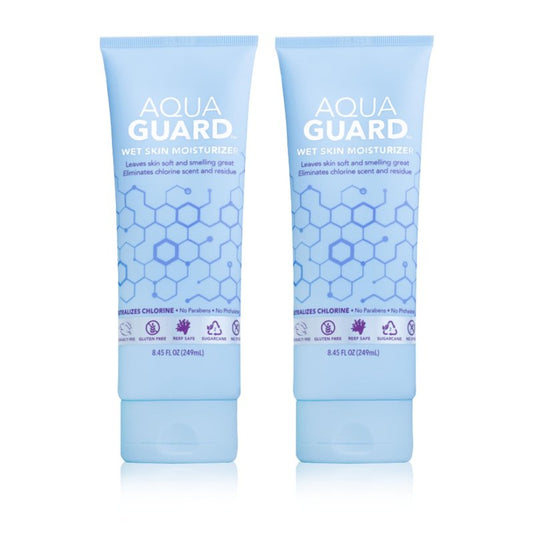 AQUA GUARD After-Swim Wet Skin Moisturizer | Leaves Skin Soft+Neutralizes Chlorine Scent & Residue | In-Shower Lotion | Saves time | Apply to wet skin then towel off | Fast Absorbing (2-Pack)